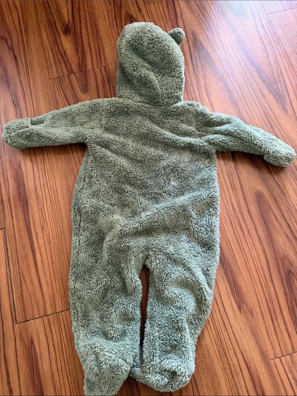 Eddie Bauer Cozy Sage Green Baby One-Piece Hooded Fleece Sz 6-9 months